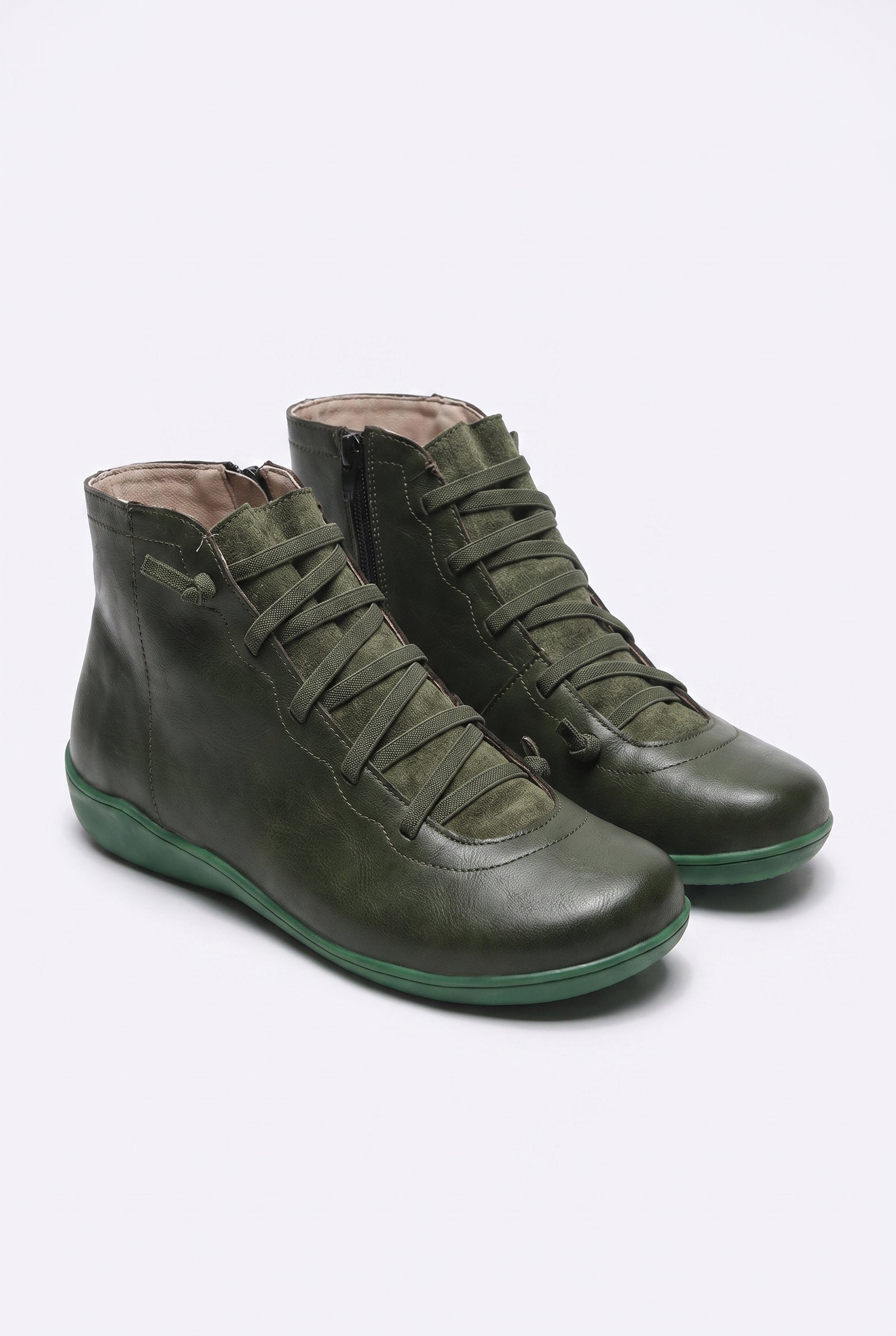 Women's Ankle Boots Lace-Up Waterproof in Green — primary product