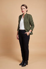 Women's Blazer Military Style Structured in Green — primary studio