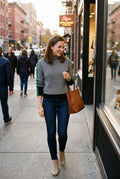 Women's Sweater Contrast Stripe Mock Neck in Green — city stroll