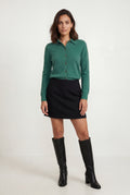Green Women's Classic Collared Button-Down Cardigan Sweater - Photo 20