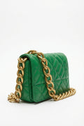 Green Women's Green Quilted Mini Shoulder Bag with Gold Chain - Shoulder bags - Photo 1