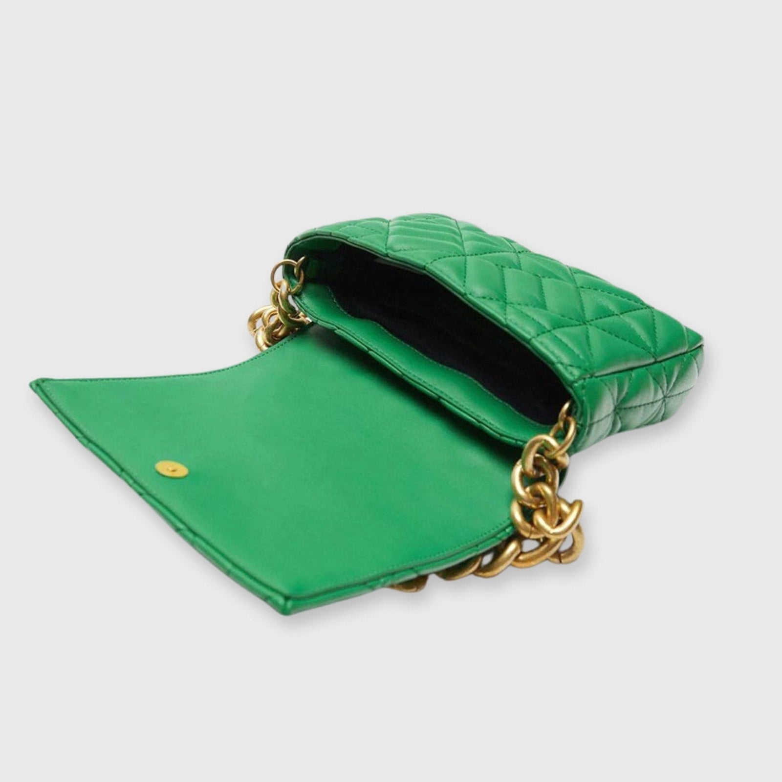 Green Women's Green Quilted Mini Shoulder Bag with Gold Chain - Shoulder bags - Photo 5
