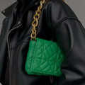 Green Women's Green Quilted Mini Shoulder Bag with Gold Chain - Shoulder bags - Photo 8