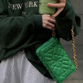 Green Women's Green Quilted Mini Shoulder Bag with Gold Chain - Shoulder bags - Photo 9