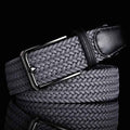 Grey Men's Braided Stretch Belt with Trim and Buckle - Belts - Photo 2