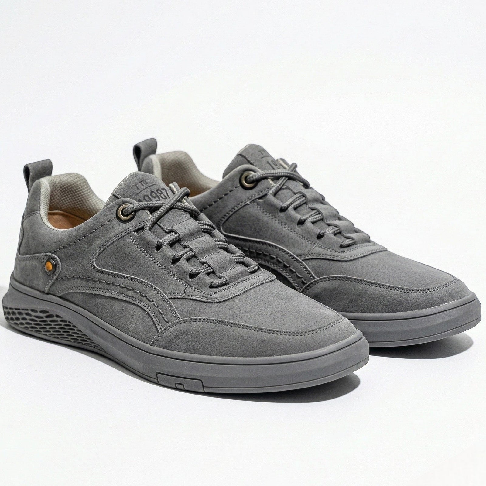 Grey Men's Minimalist Slip-On Lace-Up Sneakers with Cushioned Sole - Slip on sneakers - Photo 7