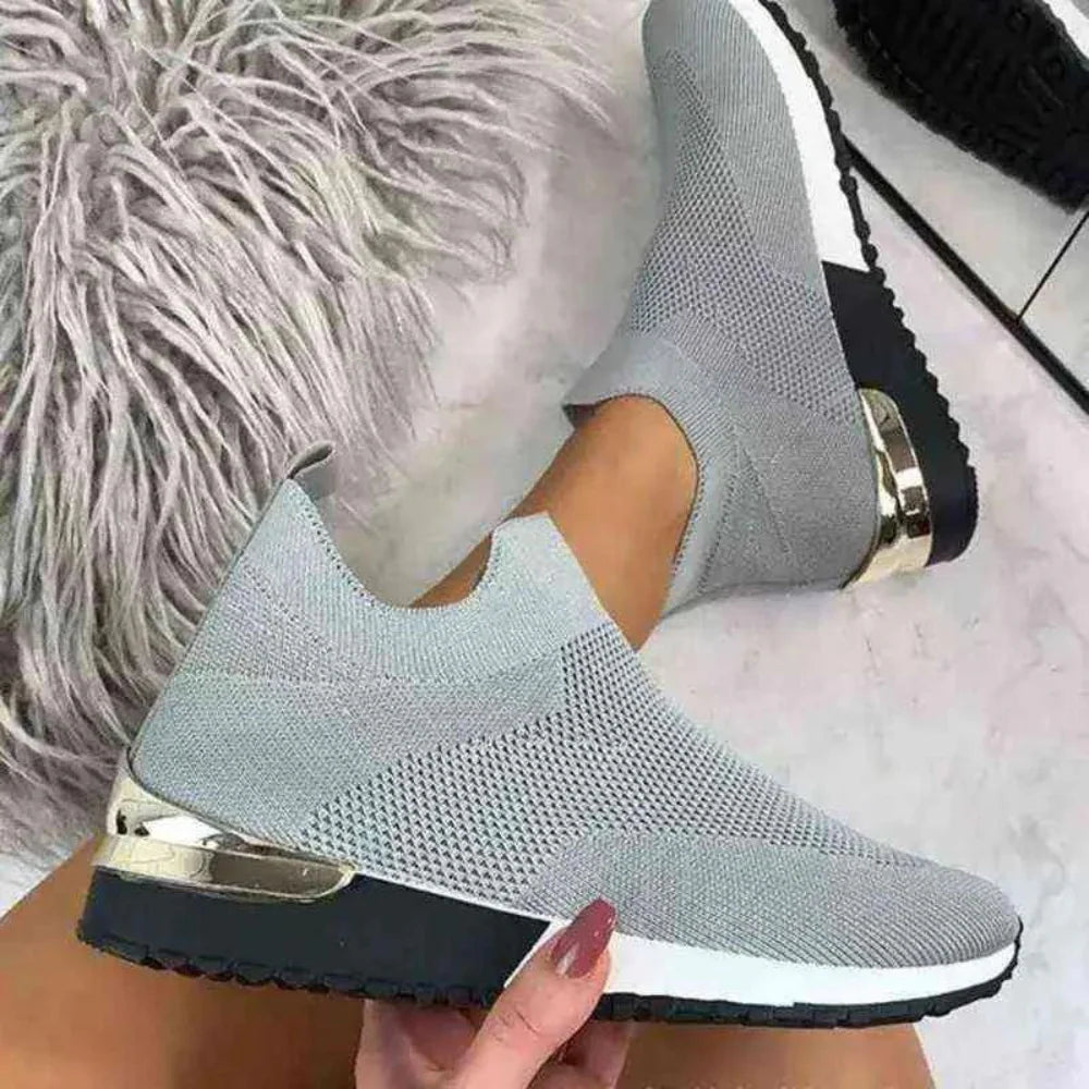 Metallic Heel Slip-on Wedge Sneakers - Slip on sneakers - Photo 3
