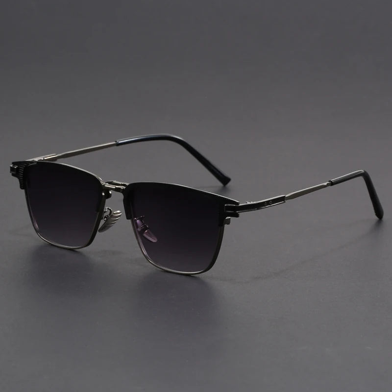 Grey Semi-rimless Square Metal Frame Sunglasses - Photo 10