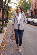 Women's Hooded Coat Tailored Fit in Grey — ugc candid