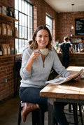 Women's Jumper Half-Zip Fitted Cable Knit in Grey — secondary lifestyle