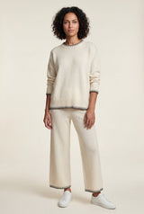 Ivory Contrast Trim Relaxed Lounge Set - Photo 1