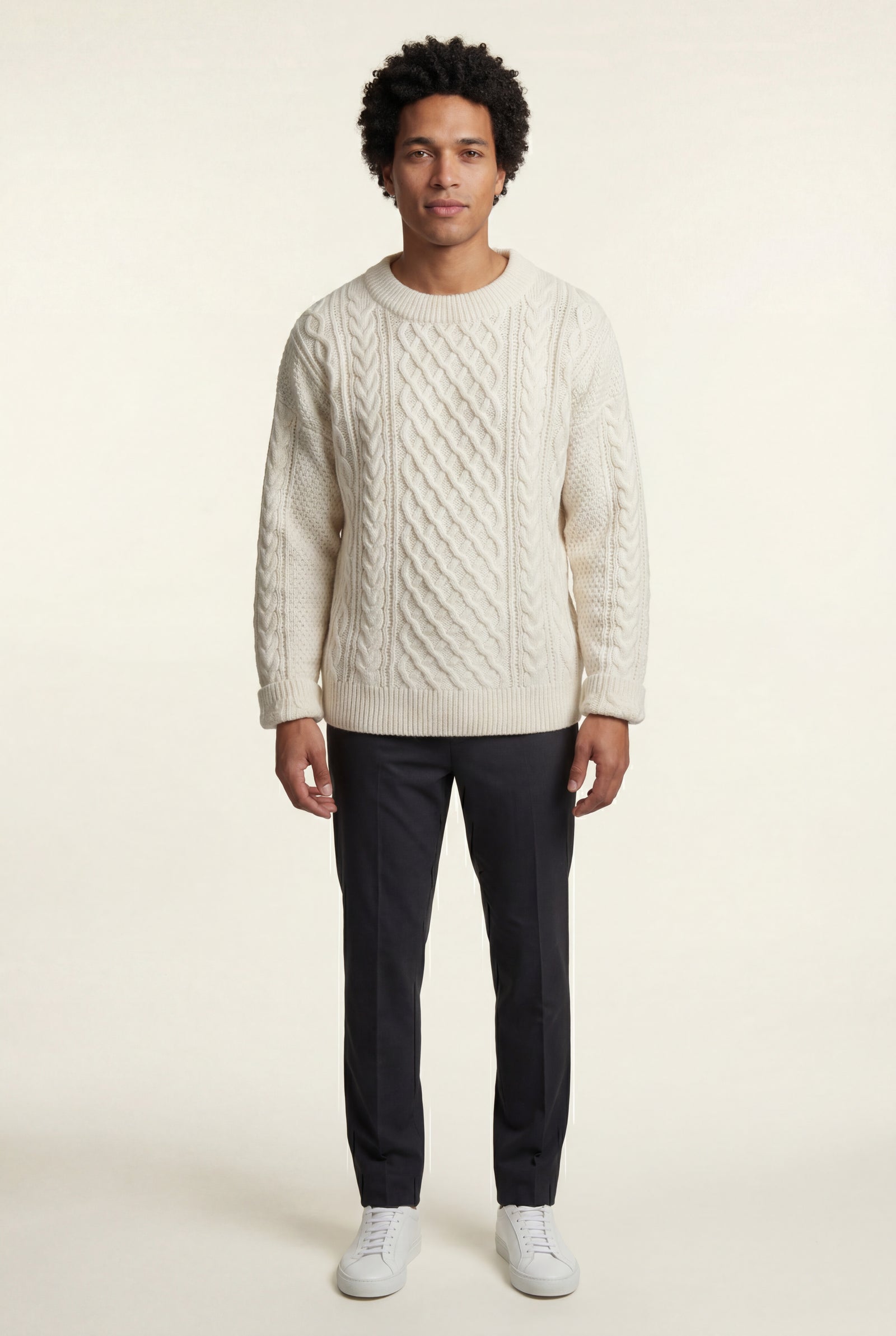 Ivory Men's Cable Crew Neck Classic Fit Sweater - Long sleeve sweater - Photo 7