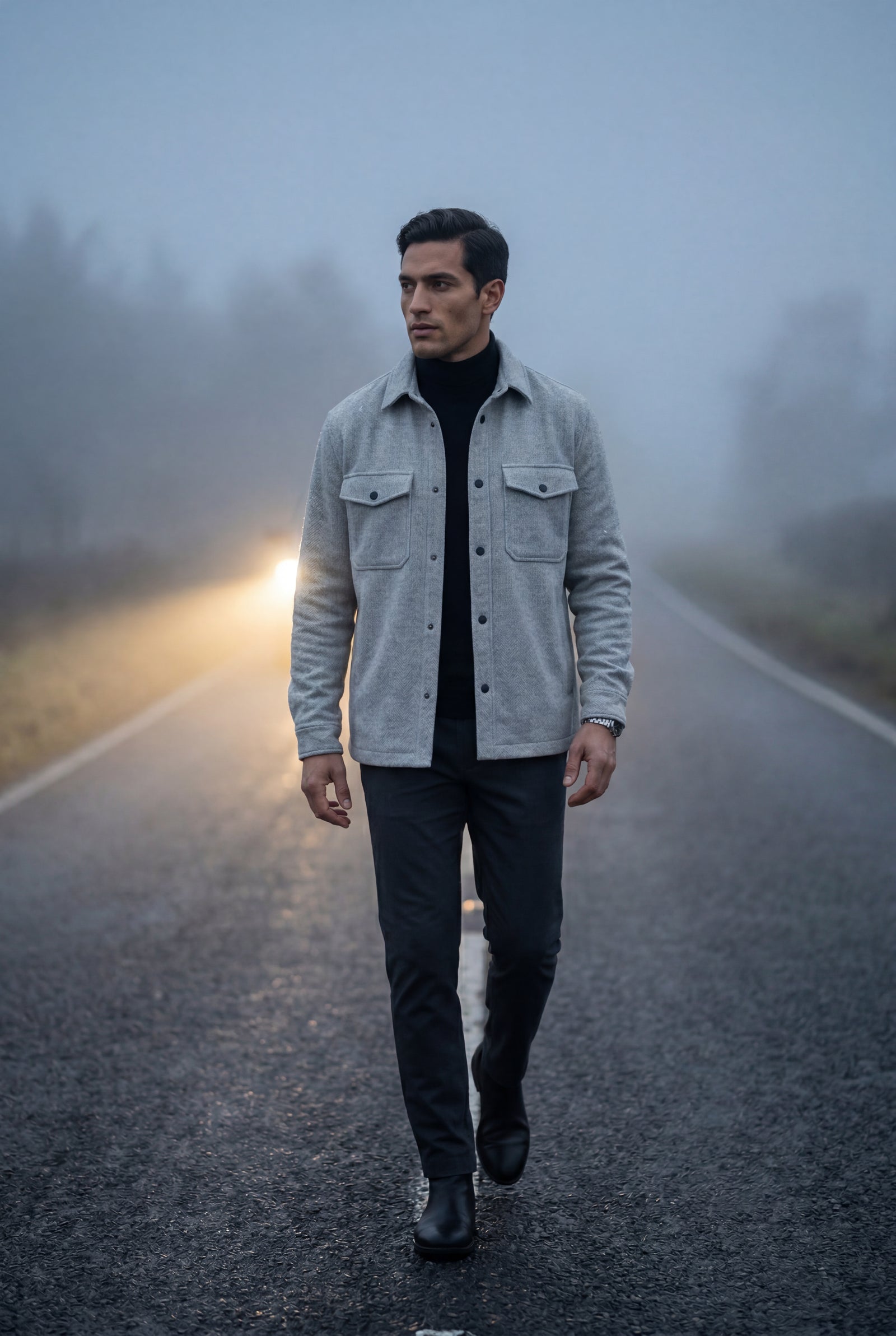 Grey Men's Structured Snap Front Classic Trucker Jacket - Casual jackets - Photo 5