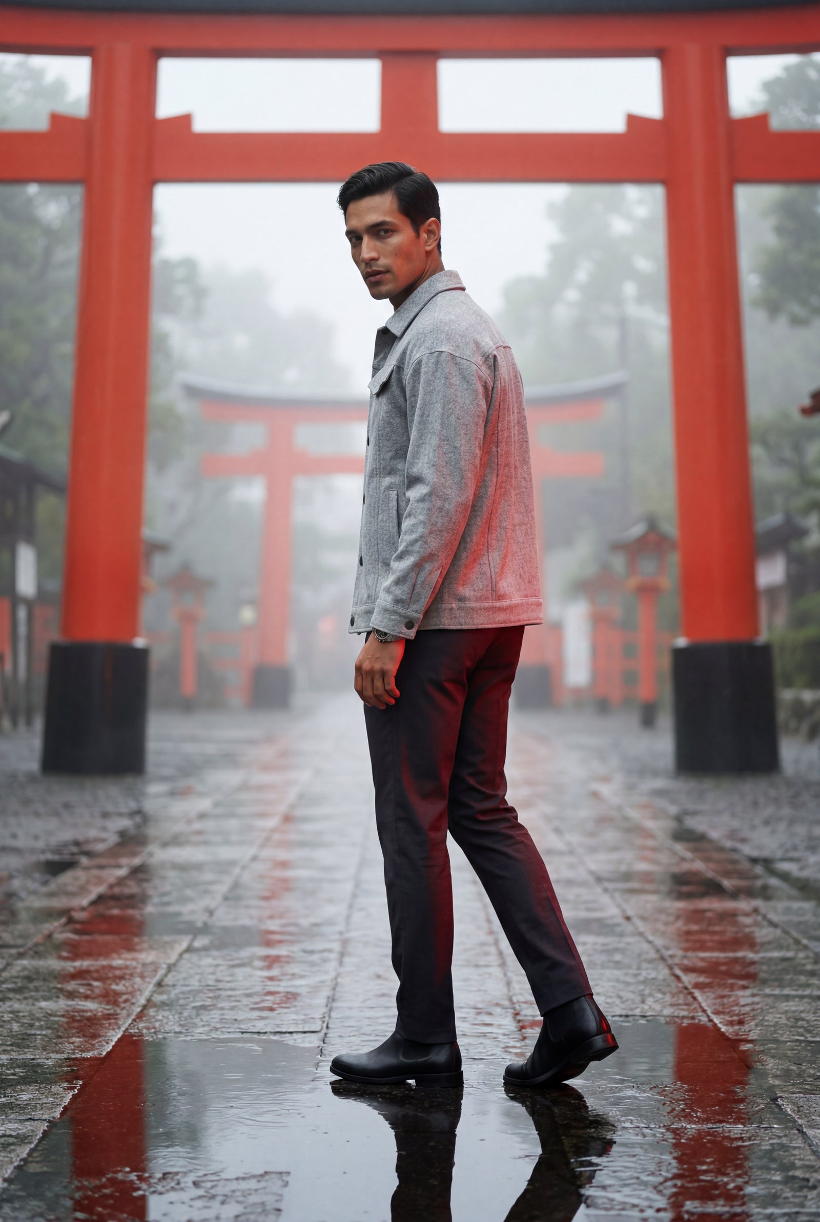 Grey Men's Structured Snap Front Classic Trucker Jacket - Casual jackets - Photo 7