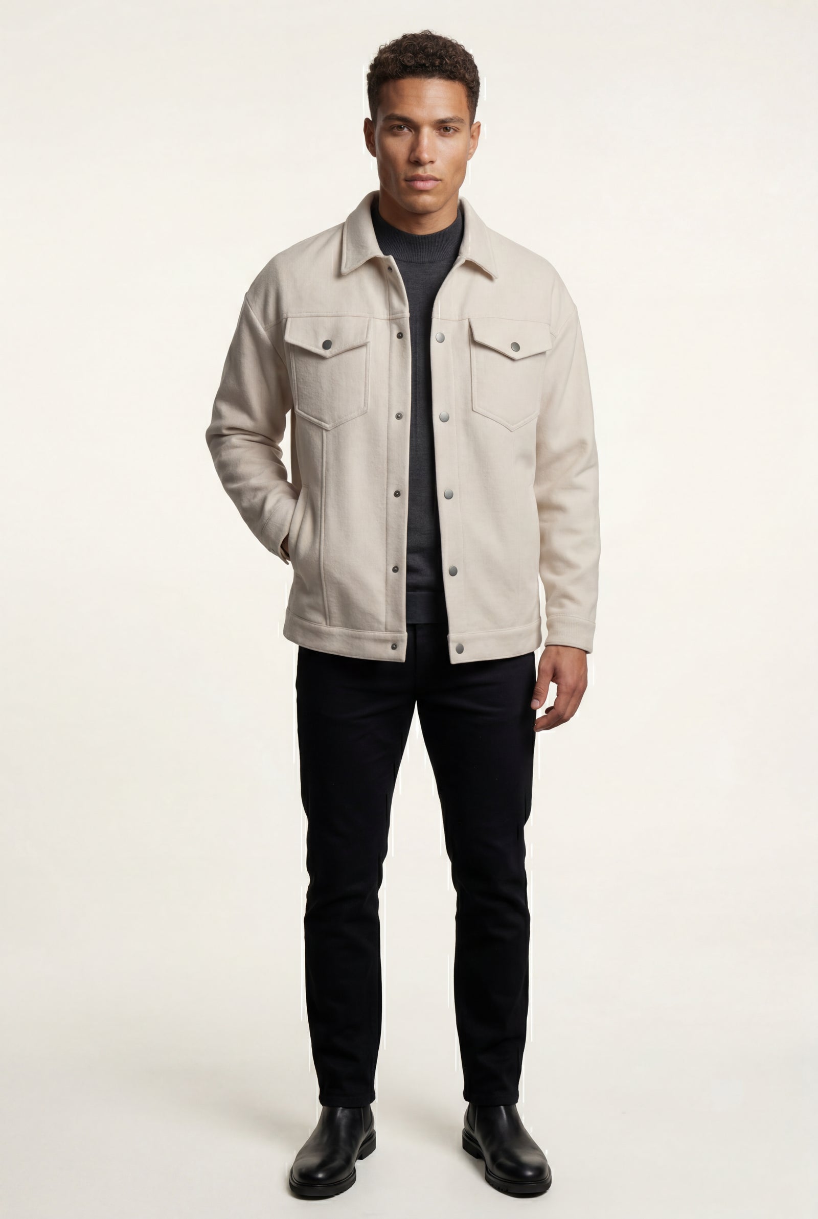 Ivory Men's Structured Snap Front Classic Trucker Jacket - Casual jackets - Photo 9