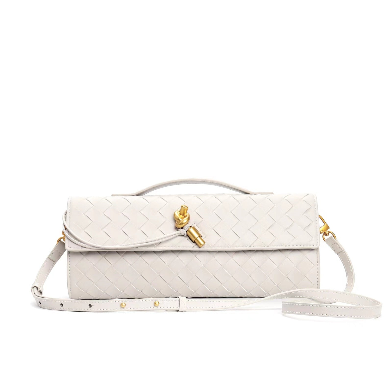 Ivory Metallic Structured Clutch Shoulder Bag - Clutch shoulder bags - Photo 22