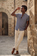 Blue Band Collar Shirt and Drawstring Trouser Casual Set - Photo 16