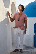 Pink Band Collar Shirt and Drawstring Trouser Casual Set - Photo 17