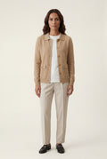 Khaki Button-up Collared Cardigan with Patch Pockets - Wool cardigan - Photo 2