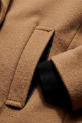 Khaki Camel Brown Cropped Double-breasted Shawl Collar Jacket - Casual jacket - Photo 3