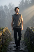 Dark Gray Classic V-neck Sweater Vest with Ribbed Hem - Vests - Photo 12
