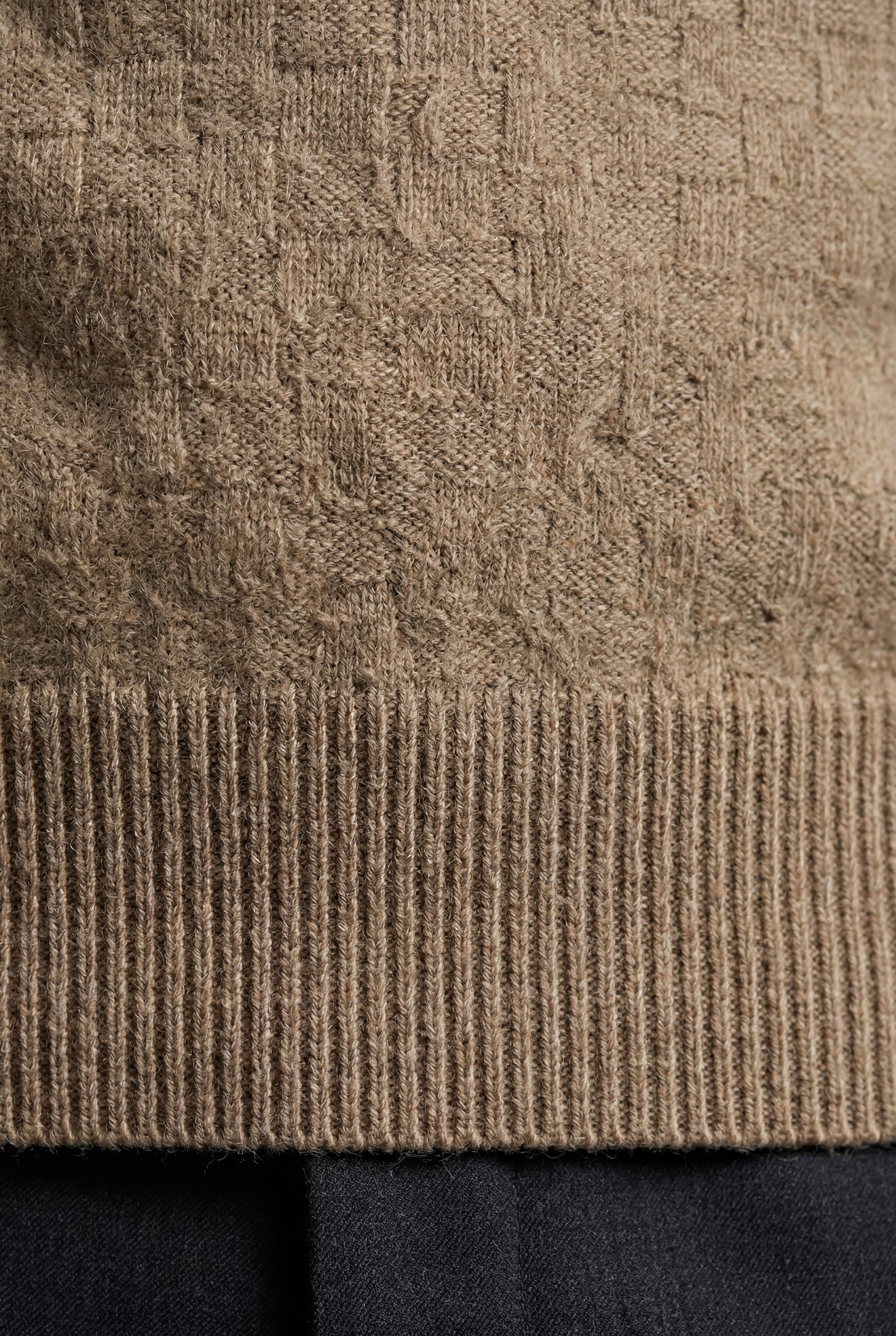 Khaki Classic V-neck Sweater Vest with Ribbed Hem - Vests - Photo 4