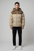 Khaki Colorblock Panel Hooded Puffer Jacket - Hooded jackets - Photo 2