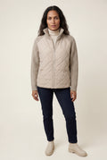 Khaki Diamond Quilted Hybrid Jacket with Cable Sleeves - Hybrid jackets - Photo 5