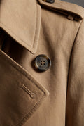 Khaki Double-breasted Belted Trench Coat with Storm Flap - Photo 3
