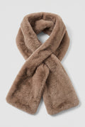 Faux Fur Scarf in Khaki — studio front