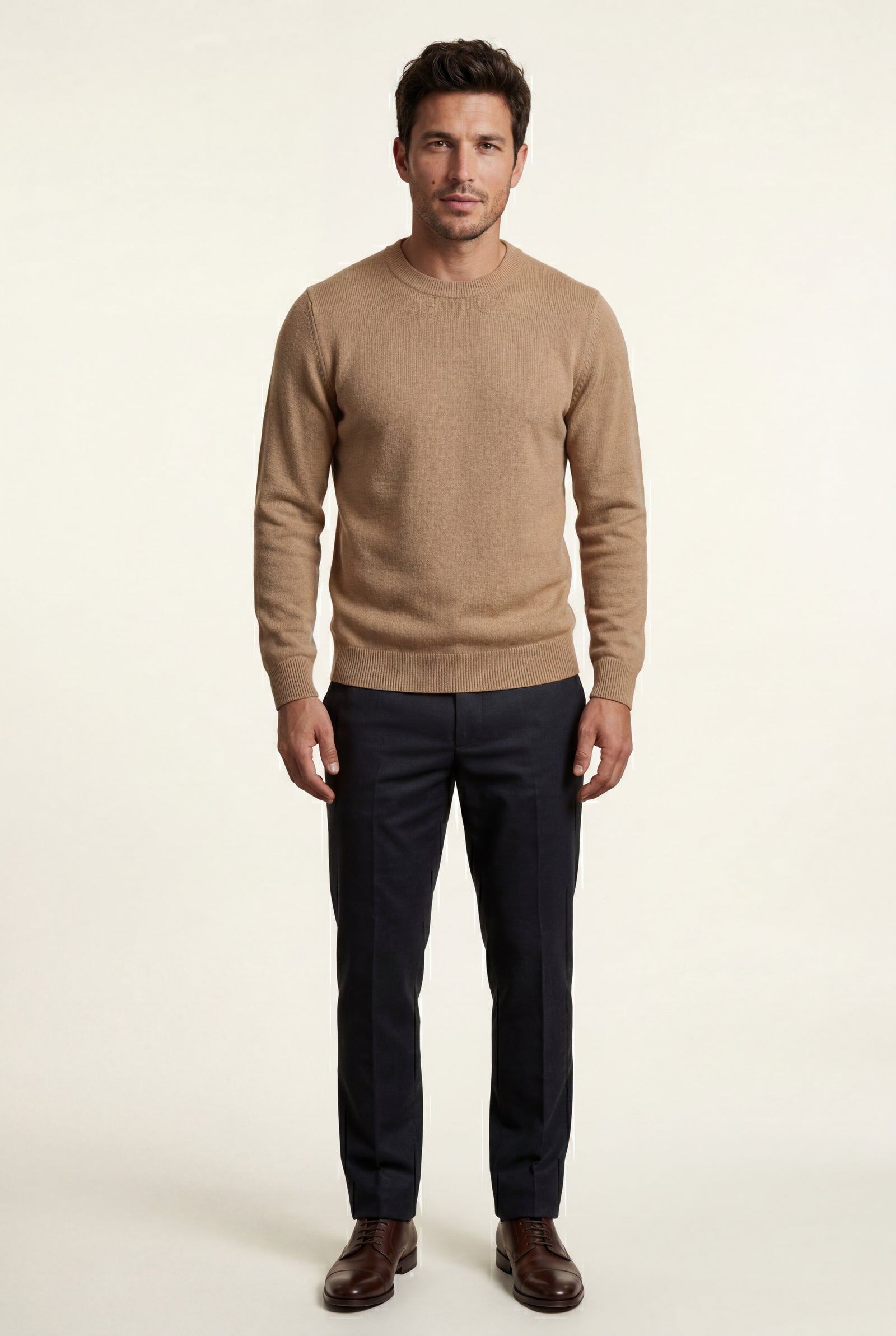 Khaki Fine Classic Fit Crewneck Sweater - Classic fit sweater - Photo 2