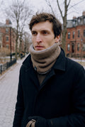 Fleece-Lined Neck Gaiter in Khaki — lifestyle