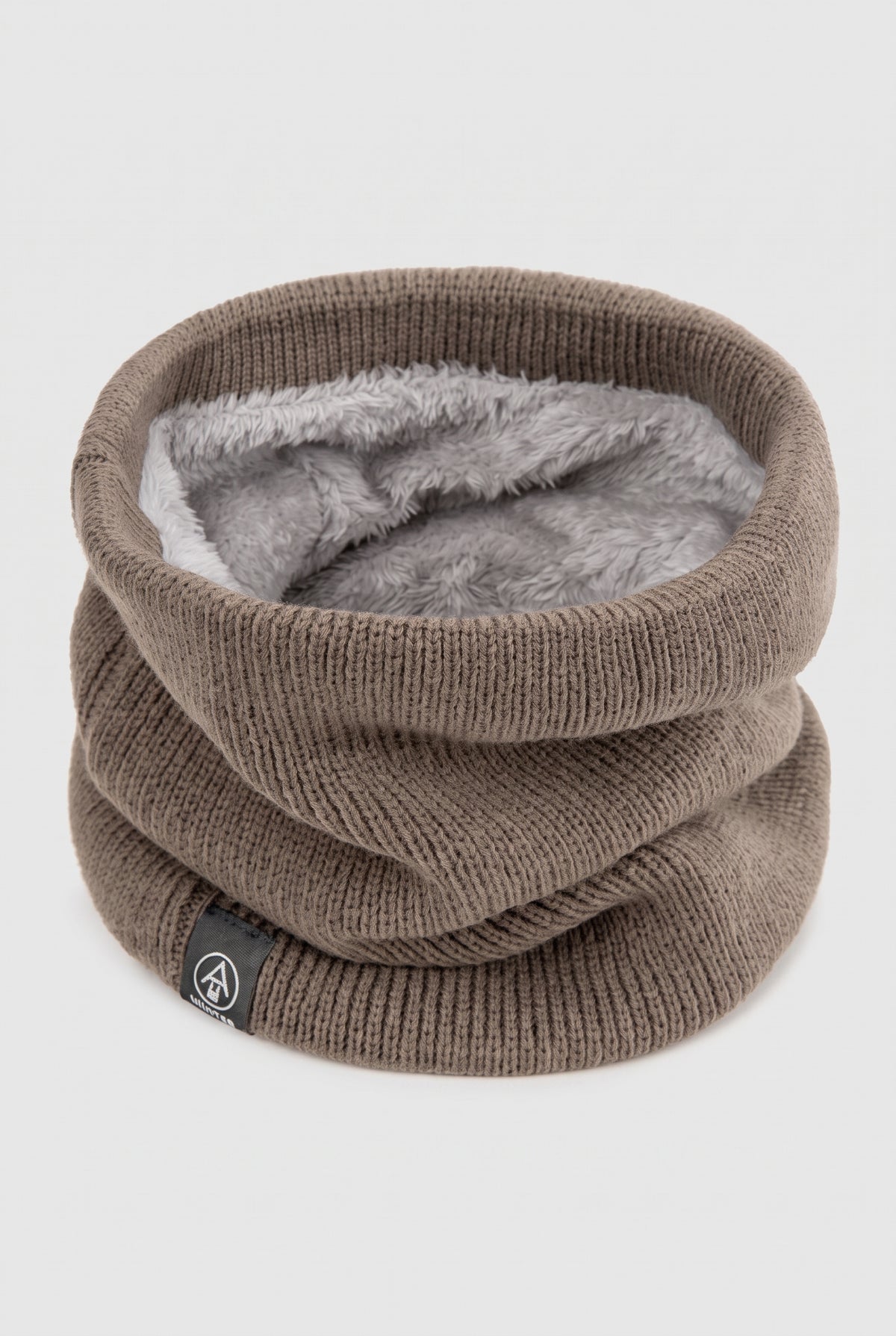 Fleece-Lined Neck Gaiter in Khaki — studio front