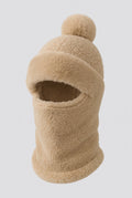 Fleece Pompom Balaclava in Khaki — studio front