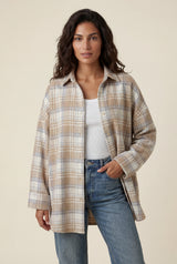 Khaki Khaki Plaid Oversized Checked Flannel Shirt - Oversized flannel shirts - Photo 1