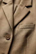 Khaki Light Taupe Cropped Tailored Blazer with Notched Collar - Blazers - Photo 3