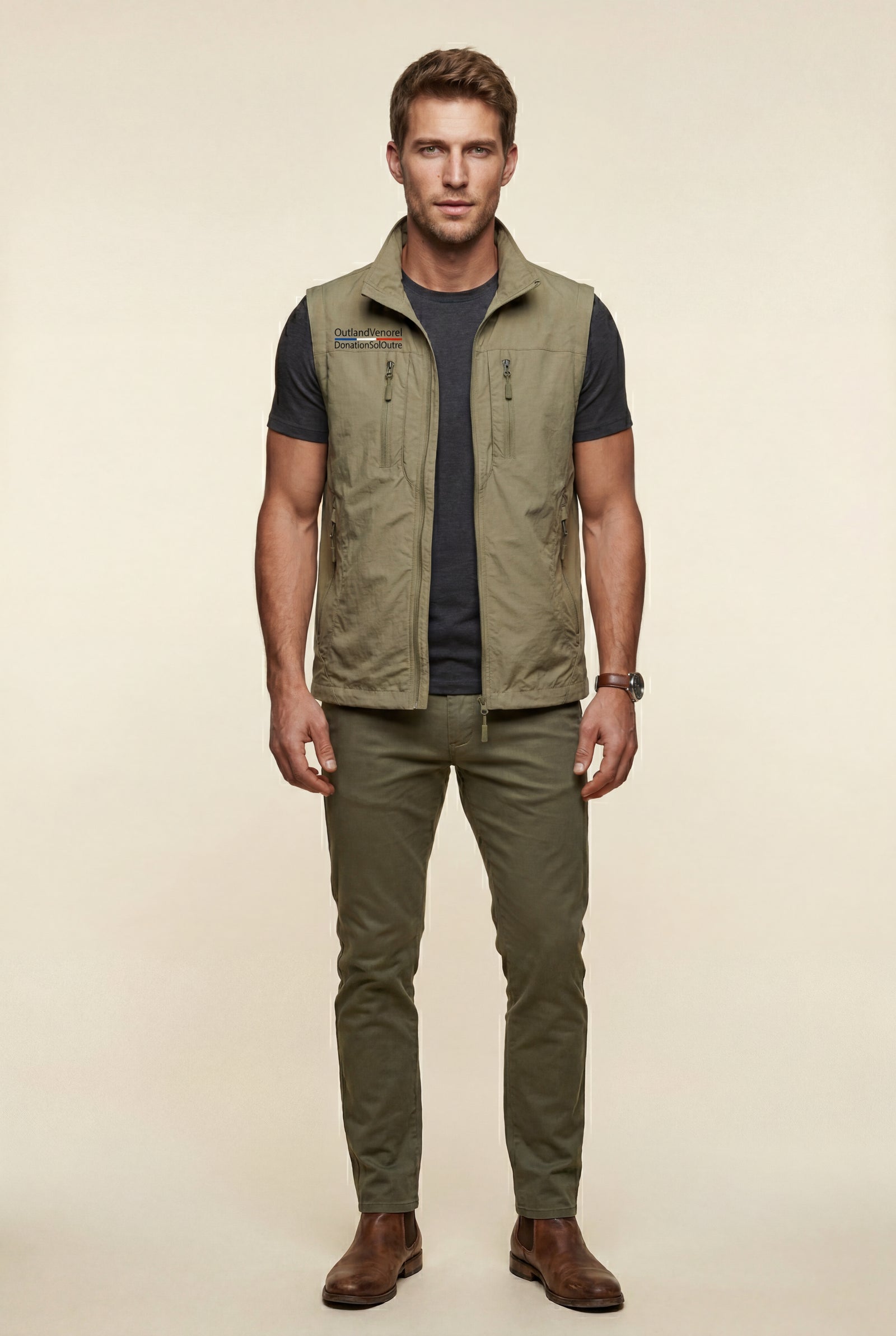 Khaki Lightweight Multi-pocket Utility Cargo Vest - Cargo vests - Photo 1
