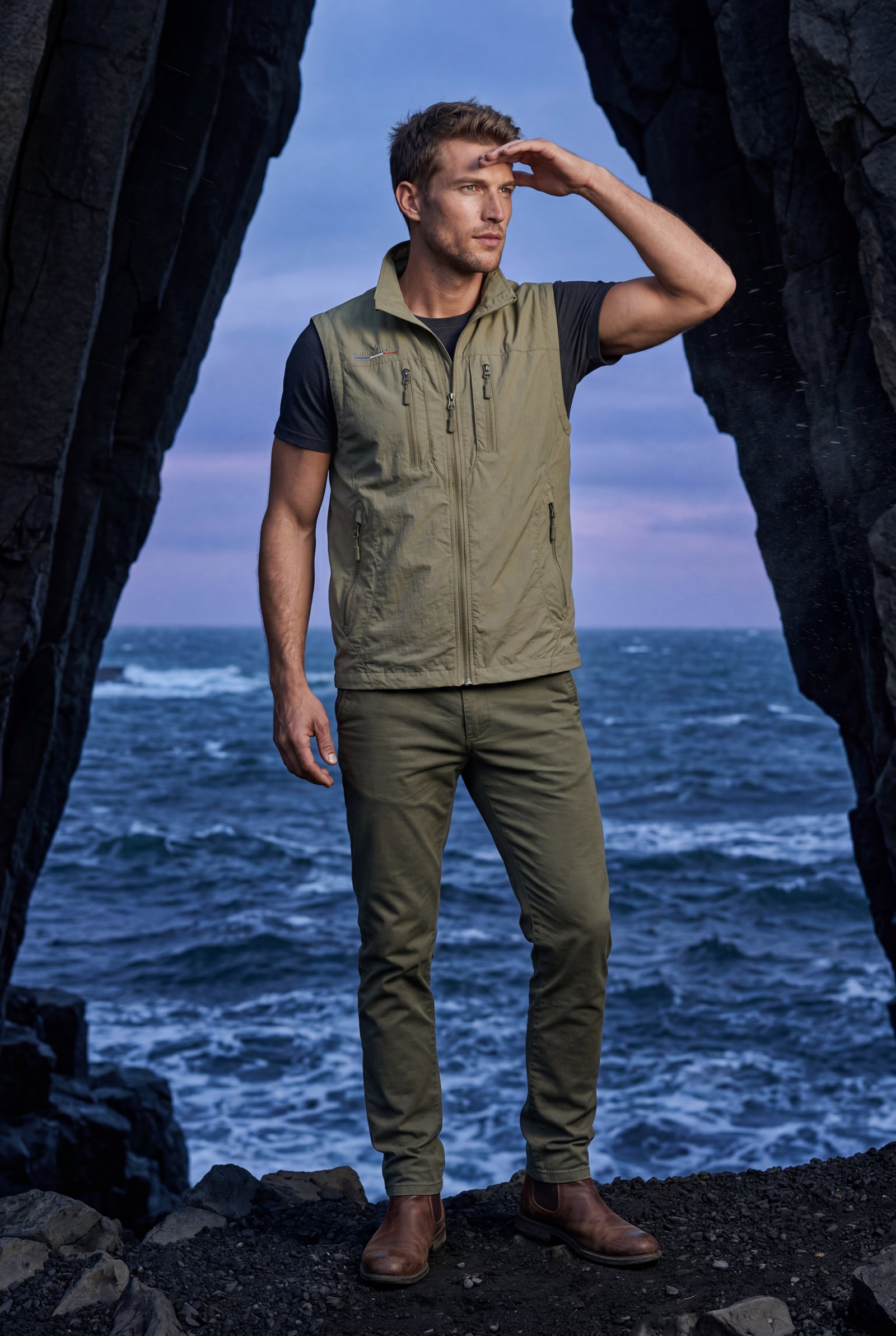 Khaki Lightweight Multi-pocket Utility Cargo Vest - Cargo vests - Photo 4