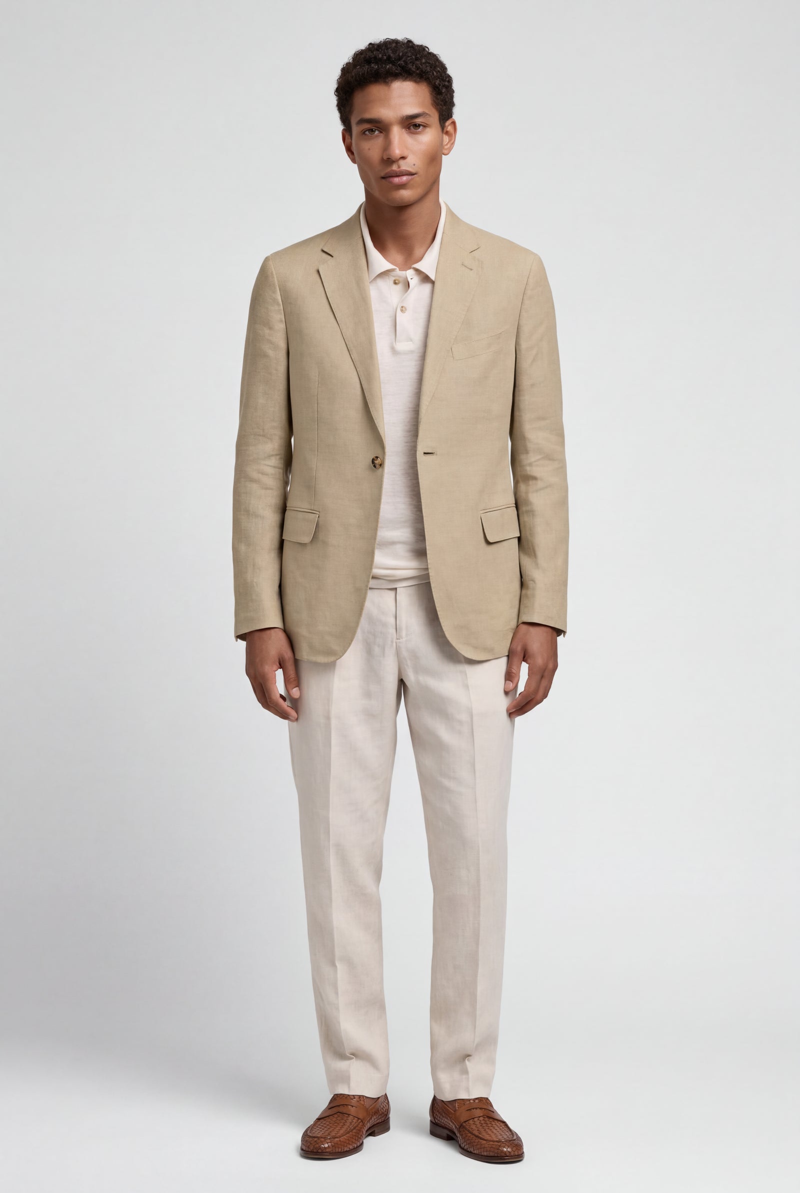 Khaki Lightweight Tailored Single-breasted Casual Blazer - Casual blazers - Photo 1