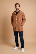 Men's Hoodie Jacket Relaxed Fit in Khaki — studio fullbody