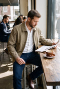 Men's Jacket Pointed Collar Relaxed Fit in Khaki — cafe relax