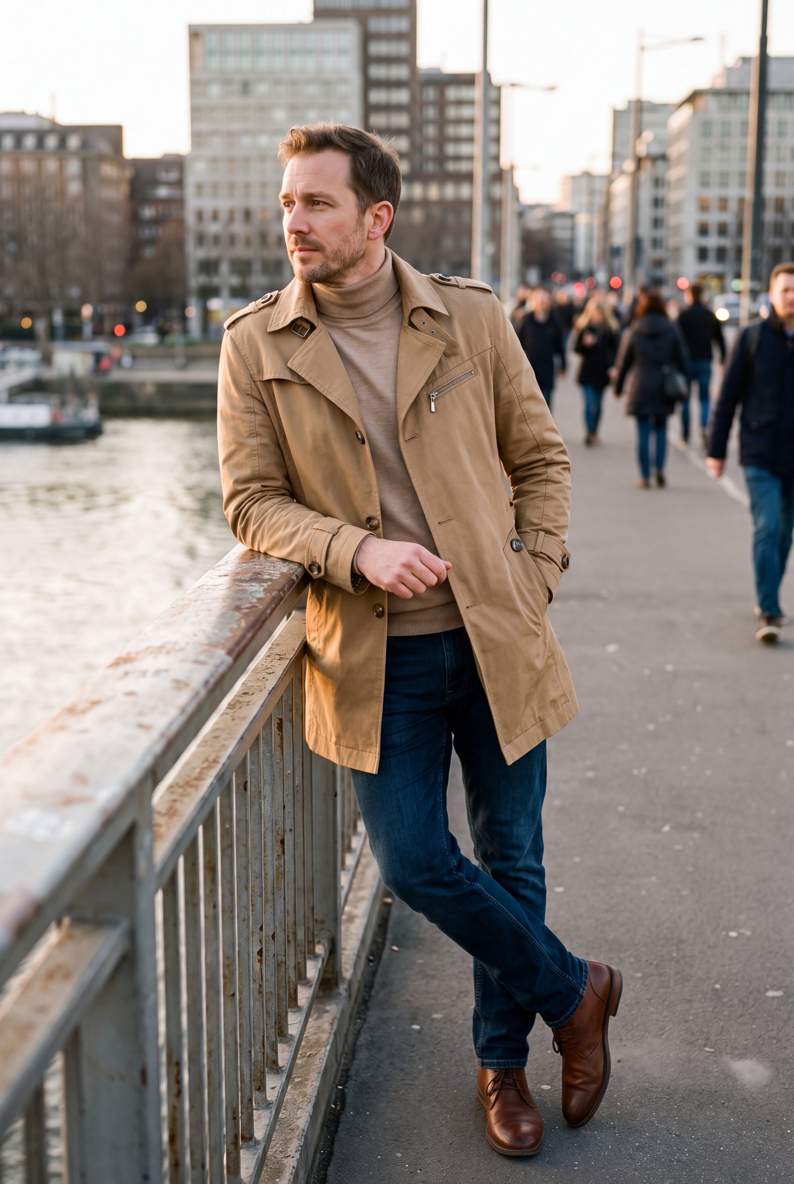 Men's Jacket Streamlined Fit in Khaki — lifestyle urban bridge