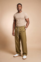 Men's Trousers Wide Leg Drawstring in Khaki — studio primary