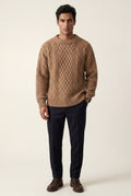 Khaki Men's Cable Crew Neck Classic Fit Sweater - Long sleeve sweater - Photo 10