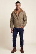 Khaki Men's Faux Collar Classic Bomber Jacket - Casual jacket - Photo 13