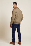 Khaki Men's Faux Collar Classic Bomber Jacket - Casual jacket - Photo 15