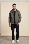 Olive Grey Men's Faux Collar Classic Bomber Jacket - Casual jacket - Photo 24
