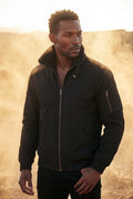 Black Men's Faux Collar Classic Bomber Jacket - Casual jacket - Photo 6