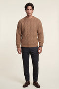 Khaki Men's Geometric Cable- Textured Pullover Sweater - Photo 32