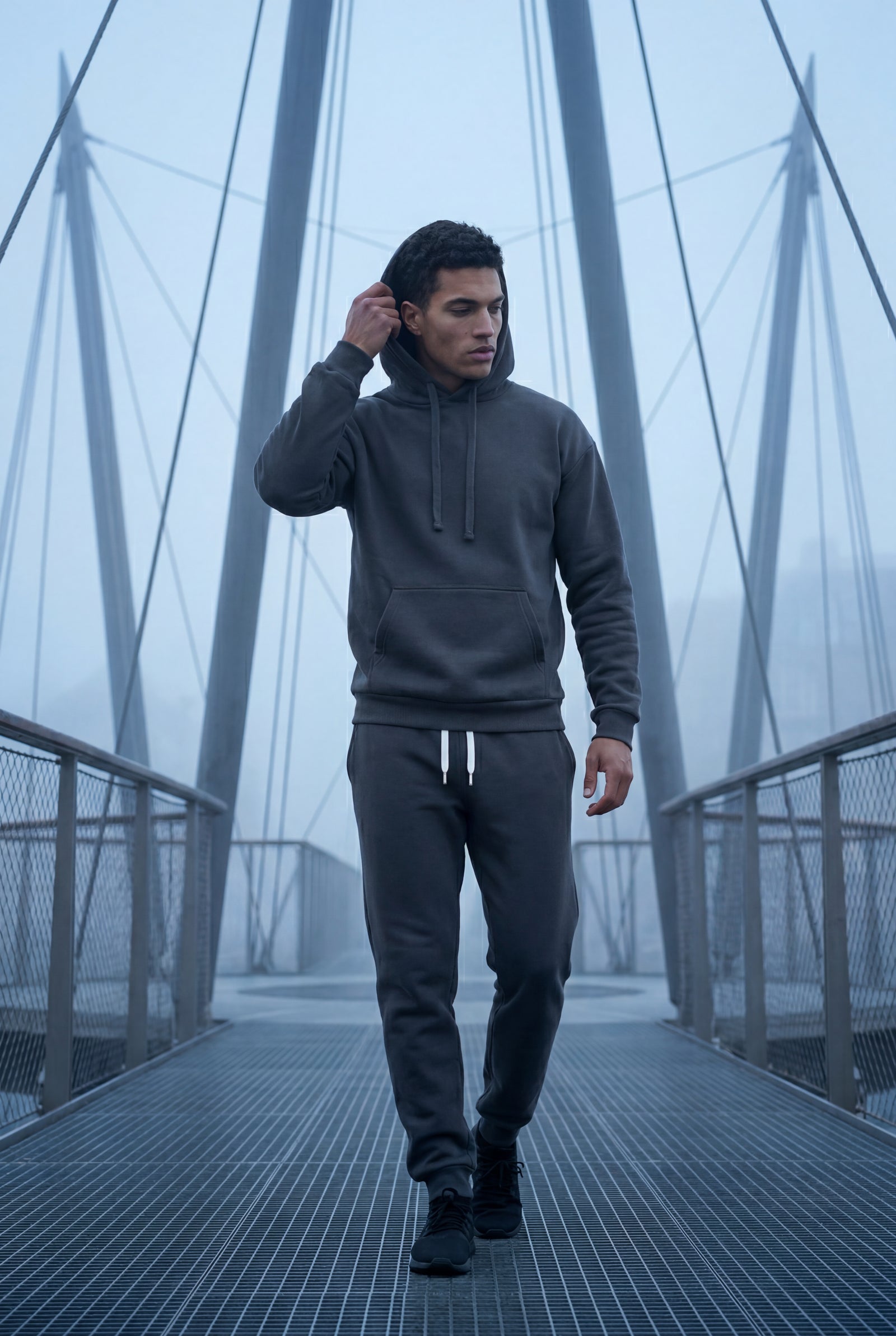 Dark Gray Men's Relaxed Pullover Hoodie and Jogger Set - Hoodie jogger set - Photo 11